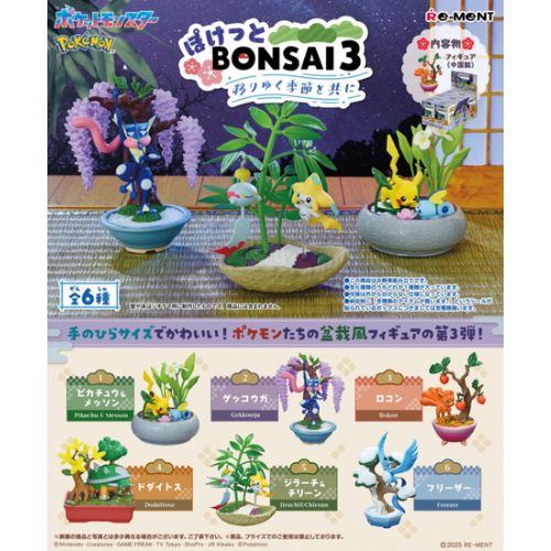 Re-ment Pocket BONSAI 3 | Pokémon | Caja completa con los 6 tipos